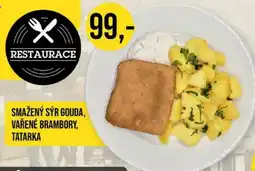 Jip Smažený sýr gouda, vařené brambory, tatarka nabídka