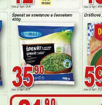 Lidl Špenát se smetanou a česnekem nabídka