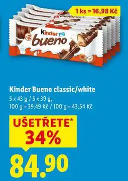 Lidl Kinder Bueno classic/white, 5x 43 g/5x 39 g nabídka