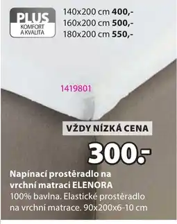 JYSK Napínací prostěradlo na vrchní matraci Elenora nabídka