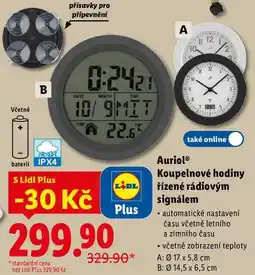 Lidl Auriol Koupelnové hodiny řízené rádiovým signálem nabídka
