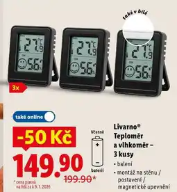 Lidl Livarno Teploměr a vlhkoměr - 3 kusy nabídka
