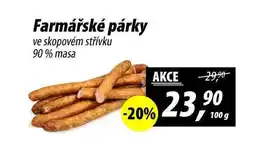 ZEMAN Farmářské párky ve skopovém střívku 90% masa nabídka