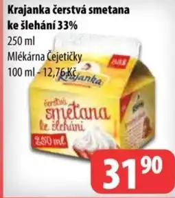 Partner Maloobchodní síť Krajanka čerstvá smetana ke šlehání 33% nabídka