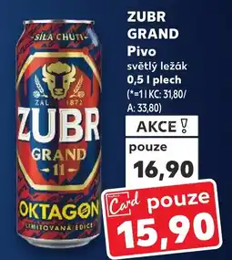 Kaufland ZUBR GRAND Pivo světlý ležák nabídka