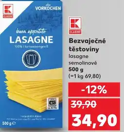 Kaufland Bezvaječné těstoviny lasagne semolinové nabídka
