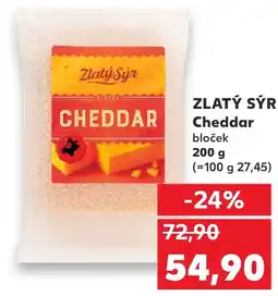 Kaufland ZLATÝ SÝR Cheddar bloček nabídka