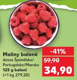 Kaufland Maliny balené dovoz Španělsko/ Portugalsko/Maroko nabídka