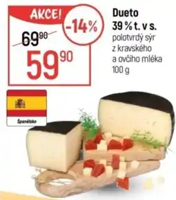 Globus Dueto 39%t.vs. polotvrdý sýr z kravského a ovčího mléka nabídka