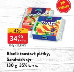 MP Krásno Blaník toustové plátky, Sandwich sýr nabídka