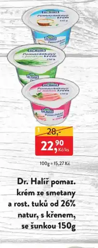 MP Krásno Dr. Halíř pomaz. krém ze smetany a rost. tuků od 26% natur, s křenem, se šunkou nabídka