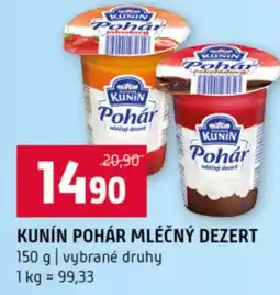 Terno Kunín pohár mléčný dezert nabídka