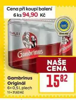 Billa Gambrinus Originál 6x0,51, plech nabídka