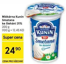 Tesco Mlékárna Kunín Smetana ke šlehání 31% nabídka