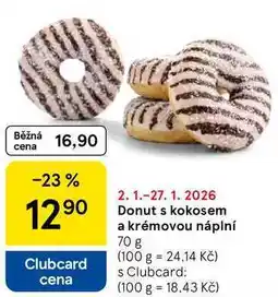 Tesco Donut s kokosem a krémovou náplní nabídka