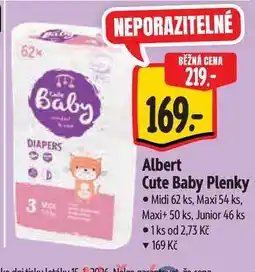 Albert Albert Cute Baby Plenky Midi 62 ks, Maxi 54 ks, Maxi+ 50 ks, Junior 46 ks nabídka