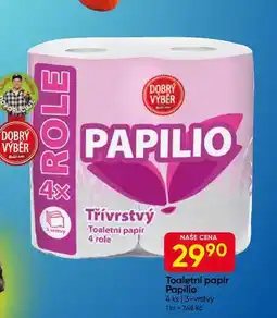 Hruška PAPILIO Toaletni papír 3vrstvý, 4 role nabídka