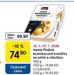 Tesco Hamé Plněné bramborové knedlíky se zelím a cibulkou nabídka