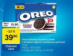 Tesco Oreo Sušenky Double Creme s dvojitou náplní s vanilkovou příchutí nabídka