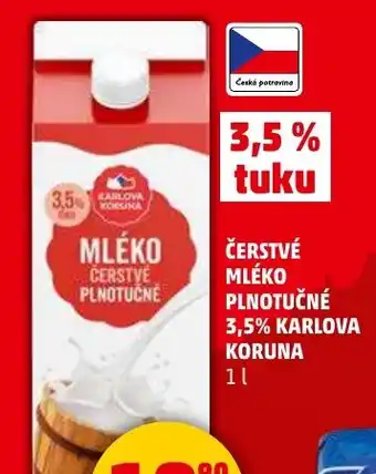 Čerstvé mléko plnotučné 3,5% karlova koruna