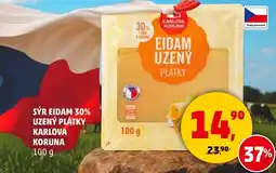 Penny Market Sýr eidam 30% uzený plátky karlova koruna nabídka