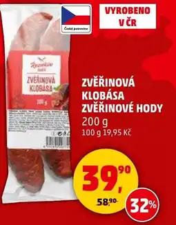Penny Market Zvěřinová klobása zvěřinové hody nabídka
