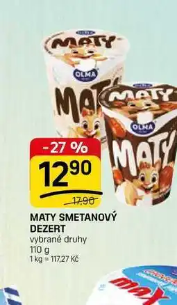 Flop MATY SMETANOVÝ DEZERT vybrané druhy nabídka