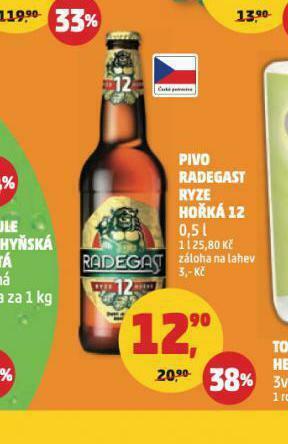 Penny Market Pivo radegast ryze hořká 12 nabídka