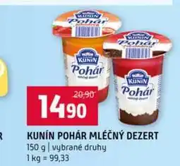 Terno KUNIN POHÁR MLÉČNÝ DEZERT 150 g vybrané druhy nabídka