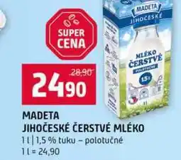 Terno MADETA JIHOČESKÉ ČERSTVÉ MLÉKO 1l 1,5 % tuku polotučné nabídka