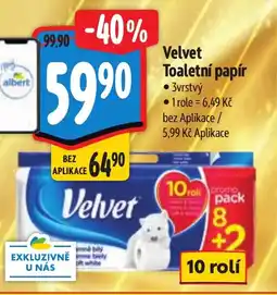 Albert Velvet Toaletní papír nabídka