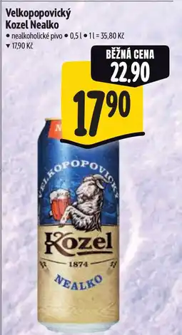 Albert Velkopopovický Kozel Nealko nealkoholické pivo nabídka