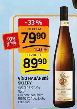 Flop VÍNO HABÁNSKÉ SKLEPY vybrané druhy nabídka