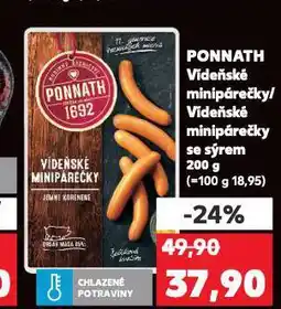 Kaufland Ponnath vídeňské minipárečky se sýrem nabídka