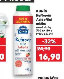 Kaufland Kunín acidofilní mléko nabídka