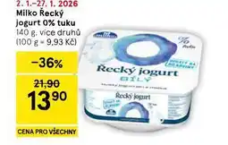 Tesco Milko řecký jogurt 0% tuku nabídka