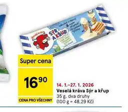 Tesco Veselá kráva sýr a křup nabídka