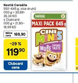 Tesco Nestlé cereálie nabídka
