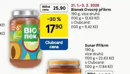 Tesco Bionek ovocný příkrm nabídka