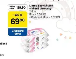 Tesco Linteo baby dětské vlhčené ubrousky nabídka