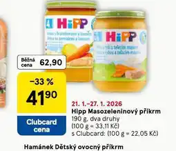 Tesco Hipp masozeleninový příkrm nabídka