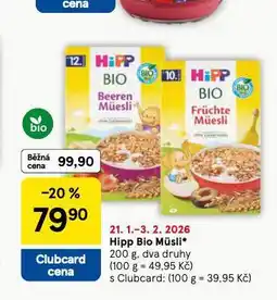 Tesco Hipp bio müsli nabídka
