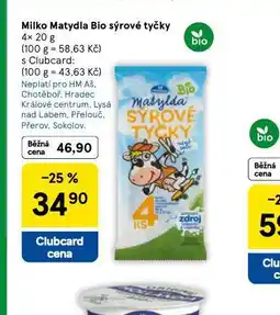 Tesco Milko matylda bio sýrové tyčky nabídka