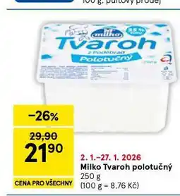 Tesco Milko tvaroh polotučný nabídka