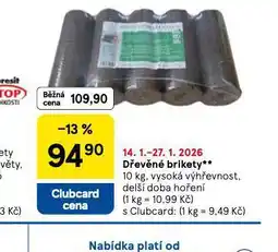 Tesco Dřevěné brikety nabídka