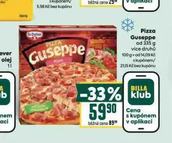 Billa Pizza guseppe nabídka
