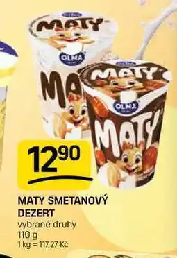 Flop MATY SMETANOVÝ DEZERT vybrané druhy nabídka
