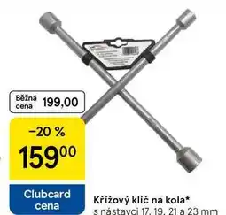 Tesco Křížový klíč na kola, s nástavci 17, 19, 21 a 23 mm nabídka