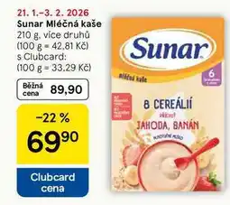 Tesco Sunar Mléčná kaše, 210 g, více druhů nabídka