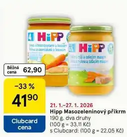 Tesco Hipp Masozeleninový příkrm, 190 g, dva druhy nabídka